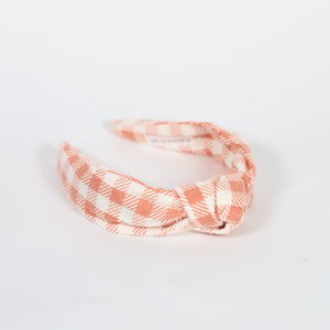 Pink Houndstooth Knotted Headband