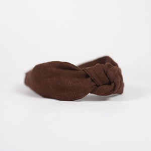 Brown Linen Knotted Headband