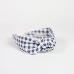 Navy Gingham Knotted Headband