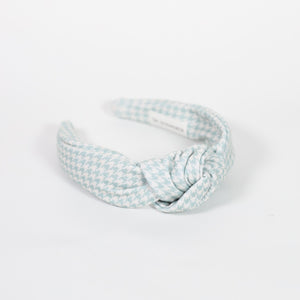 Frosty Houndstooth Knotted Headband
