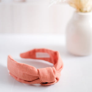 Coral Linen Knotted Headband