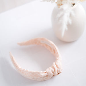 Peach Gingham Knotted Headband