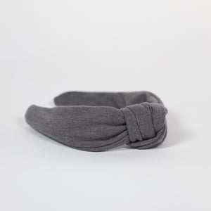 Grey Knit Knotted Headband