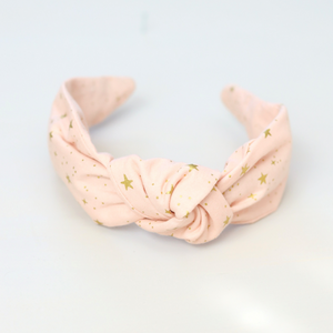 Gold Star Pink Knotted Headband