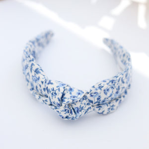 Vintage Blue Floral Knotted Headband